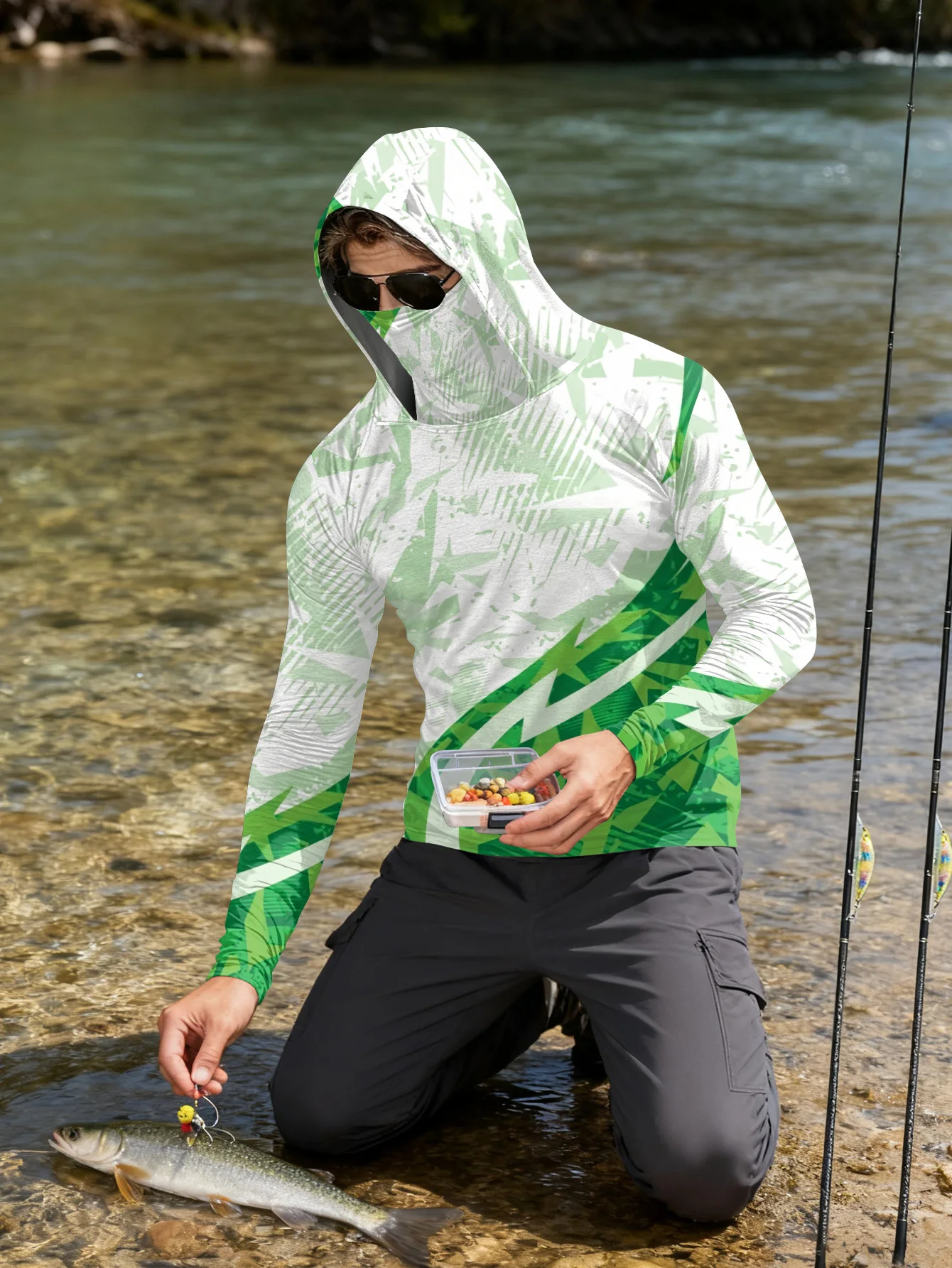 Camisa de pesca masculina com  - Outdoor Hunting Prints avaliação e preço
